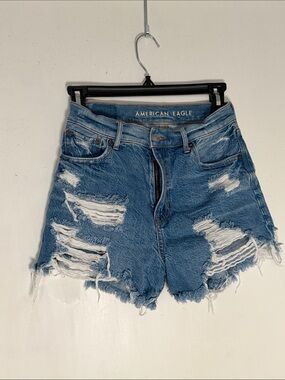American Eagle Outfitters Light Blue Distressed Denim Shorts